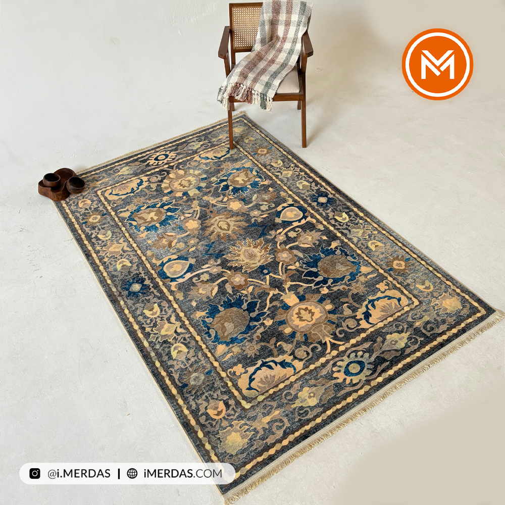 فرش کهنه نما کد 22218 زمینه تمام رنگ